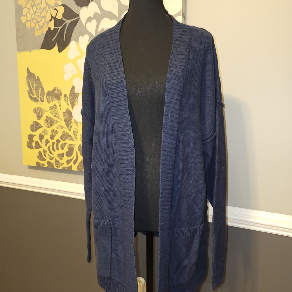Sonoma Women's Navy Blue Open-Front Cardigan